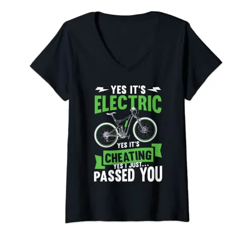 Donna Regalo bici elettrica Ebike Mountain Bike Maglietta con Collo a V