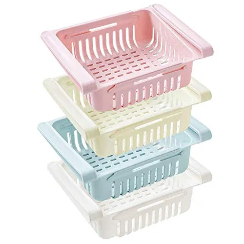 Set di 4 organizer per cassetti per frigorifero, frigorifero, congelatore, scaffale per cucina, salvaspazio, organizer (4)