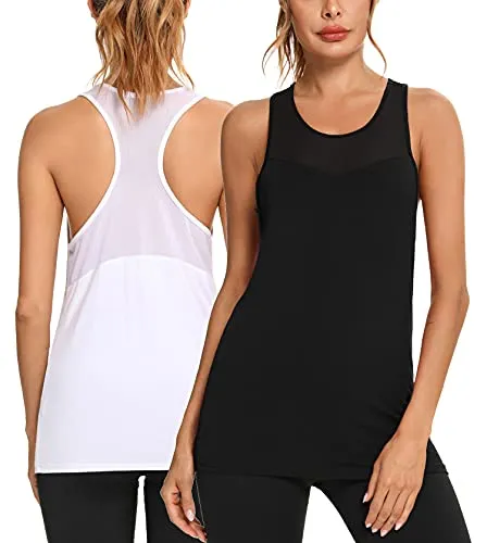 Wayleb Tank Top Cotone Canotta Sportiva Donna, Maglia Maglietta Senza Maniche Donna Tempo Libero Canotta da T-Shirt Elastico per Yoga Fitness Running Palestra Allenamento,l+Multi-Colore