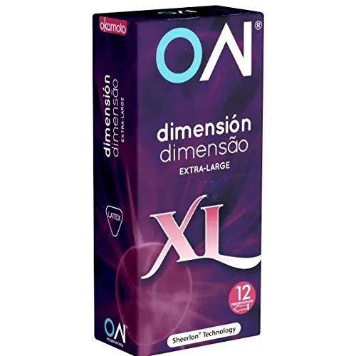 Okamoto «ON®» Dimension XL - ultra sottili (0,035mm), larghezza 57mm e testa grande (69mm), 12 preservativi dal Giappone