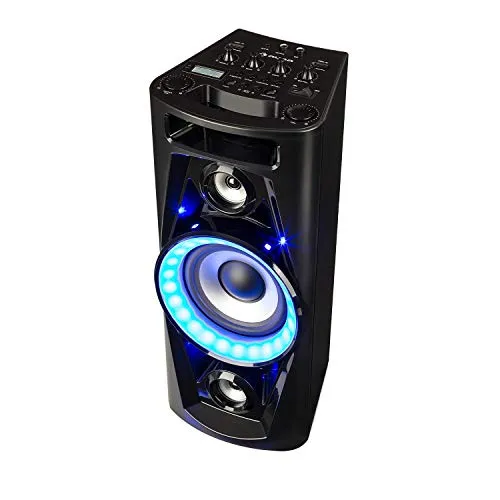 AUNA UltraSonic Pulse V6-40 - Altoparlante Karaoke, Woofer da 5,5"(14 cm), Woofer da 2 x 1,7" (4,5 cm) Alto/Medio, 40W RMS, Bluetooth, 2 x USB, Microfono, Batteria, Nero