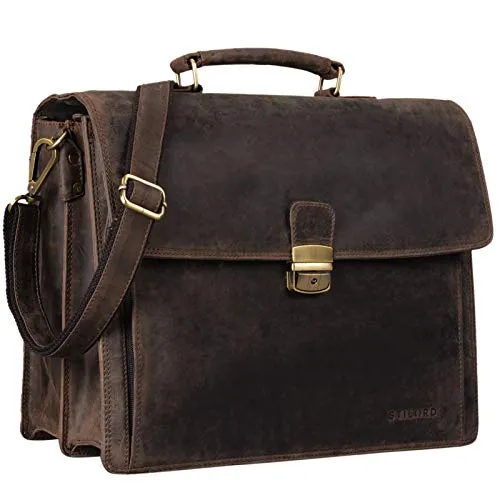 STILORD 'Noel' Portadocumenti uomo pelle vintage grande borsa da lavoro classica business ventiquattrore da ufficio borsa a tracolla borsa porta PC 13,3 pollici, Colore:marrone scuro