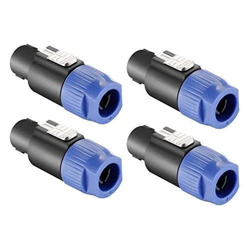 Neewer 4-Pack Cavo Head-Speaker Plug Twist Lock 4 Pole Compatibile con Neutrik Speakon NL4FC, NL4FX, NLT4X, NL2FC (Blu)