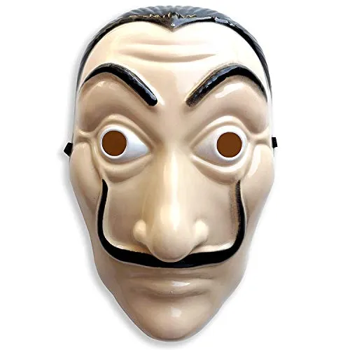 INTVN Salvador Dali Face Maschera, 3 Pezzi Halloween Plastica Emulsione Mask Realistic Movie La Casa di Carta Prop Face Mask Beard Mask
