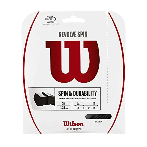 Wilson WRZ957000 Corda da Tennis Revolve Spin, 12.2 m, Unisex, Nero, 1.30 mm