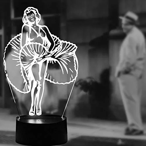 Lampada a LED visual 3D Marilyn Monroe, illusione ottica, luci LED 7 colori