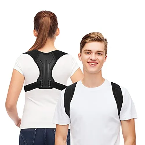 MoKo Back Posture Corrector, Adjustable Back Brace Shoulder Lumbar Support Belt Men Women Back Straightener Cervical Traction for Muscle Relax, Spine Alignment, Neck Pain Relieve, Black