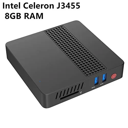 Mini PC Desktop Computer Intel Celeron Apollo Lake J3455 Processor (fino a 2.3GHz), 8G LPDDR4/eMMC 64GB Windows 10 Pro (64-bit) Display HD HDMI&VGA Dual WiFi USB 3.0/BT 4.2 M.2 2242 SSD