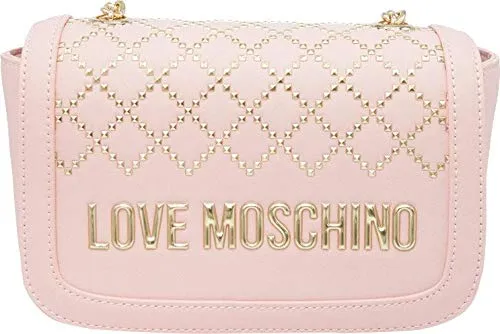 Love Moschino Borsa a tracolla piccola con borchie, colore rosa