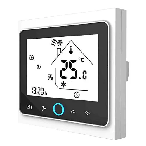 Termostato WiFi per Caldaia a Gas,Termostato Caldaia Schermo LCD Touch Button Retroilluminato Programmabile con Alexa e Telefono APP-Bianco/Nero