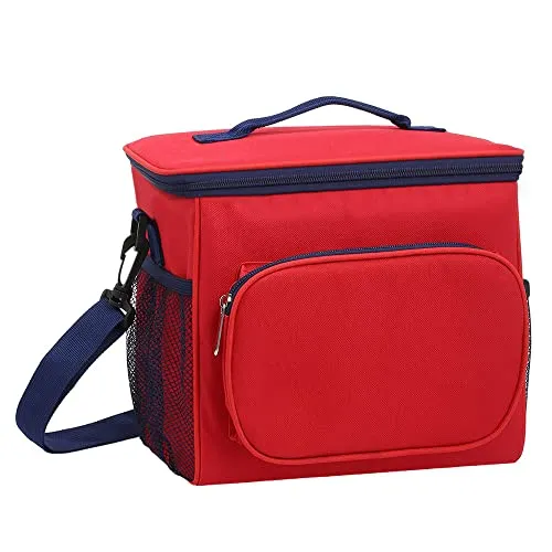 Aoresac Borsa Termica Pranzo 10L, Lunch Box Borse Frigo Piccola Cibo Alimentazione con Grande Capacità e Maniglia Durevole Borsa Termica Porta Pranzo per Campeggio Lavoro Scuola Picnic (Rosso)