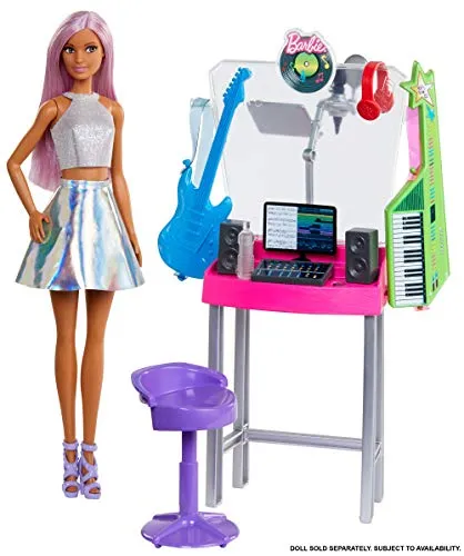 Barbie- Carriere Playset Arredamenti Studio di Registrazione con Accessori, Giocattolo per Bambini 3+ Anni, Multicolore, GJL67