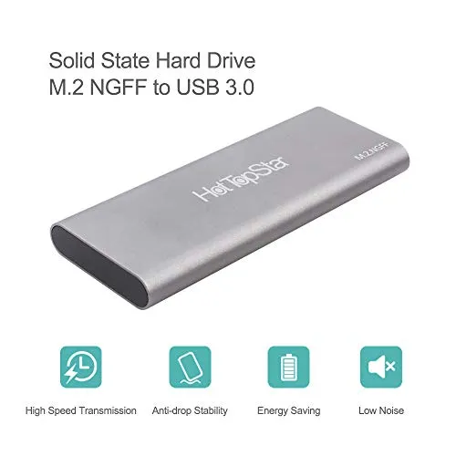 HotTopStar USB 3.0 M.2 NGFF Hard Drive Box per chiave B, SATA M.2 SSD, custodia esterna in alluminio con velocità fino a 6 Gbps, cavo USB 3.0 incluso