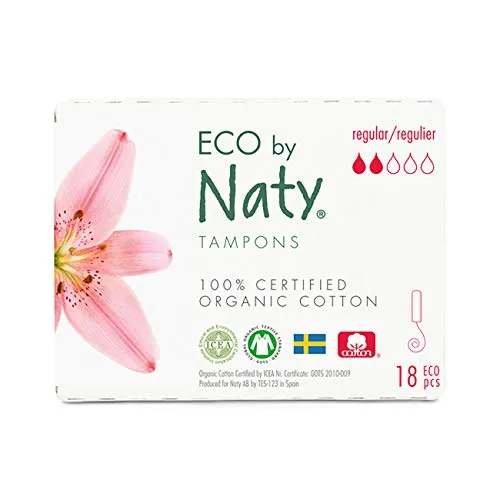 Eco By Naty, Assorbenti Interni digitale, Regulare, 18 assorbenti interni. Realizzati con fibre vegetali e vegani. 0% di plastica.