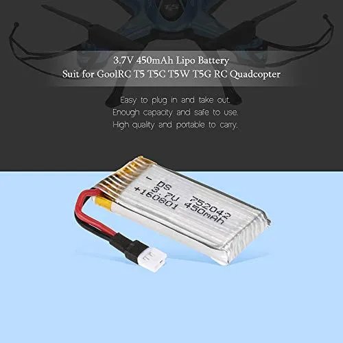 YUNIQUE ITALIA 1 Pezzo GoolRC T5 3.7V 450mAh Lipo Batteria per GoolRC T5 T5C T5W T5G RC Quadcopter