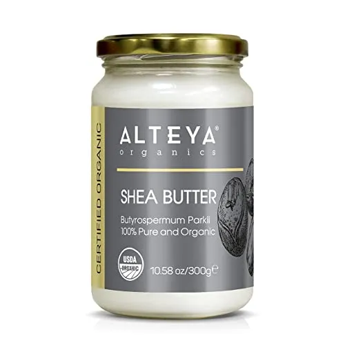 Burro di karité biologico Alteya da 300 g - Con certificazione biologica USDA, 100% puro, naturale e vegano - Viso, Labbra e Capelli - Nutre, protegge, idrata