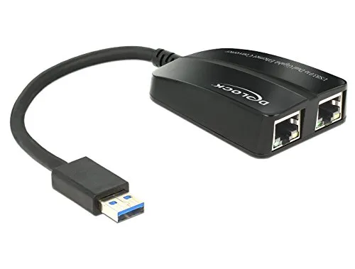 DeLOCK Adattatore USB 3.0 Ethernet 2 x RJ45-10/100/10, 62583