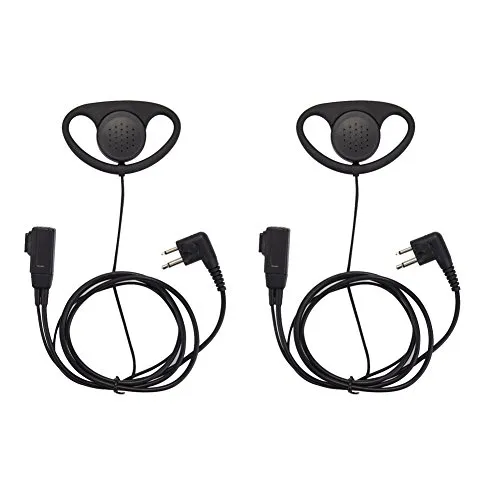 Set di 2 cuffie auricolari con supporto a D con tecnologia PPT e microfono bidirezionale, compatibili con Baofeng UV-5R e Kenwood TYT for Motorola