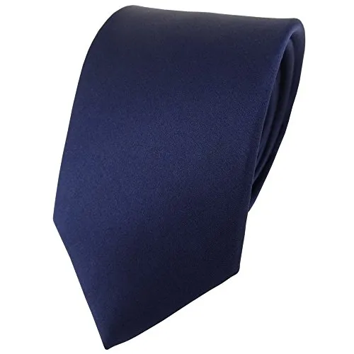 TigerTie - Cravatta in seta in raso - marino monocromatico Uni - Cravatta 100% seta