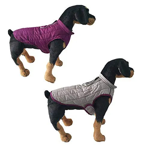 BulzEU - – Cane Reversibile Giacca Impermeabile Caldo Cani Cappotto Invernale Calda Raincoats con Imbracatura Foro per Cani Taglia Piccola e Media – Esterno Antivento Snowproof