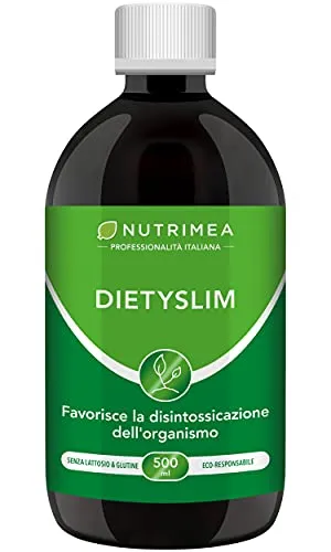 Dietyslim Drenante | Elimina le Tossine e i Liquidi | Effetto Detox | Ritenzione Idrica | 9 Estratti Vegetali | 500 ml | Nutrimea
