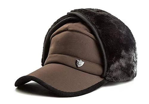 Yooeen Uomo Cappelli Aviatore con Pelliccia Cappello Inverno di Earflap Caldo e Comode Ushanka Berretto Per Neve Sci Snowboard Bicicletta