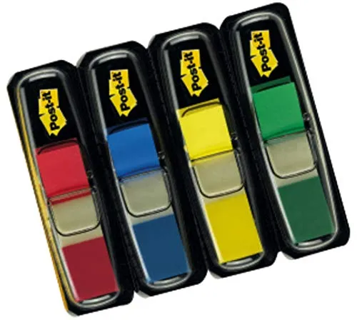 Post-it® Index Mini 683 - Segnapagina, 35 fogli (4 pezzi), 1 confezione da 4 pezzi, colore: Blu/Giallo/Verde/Rosso