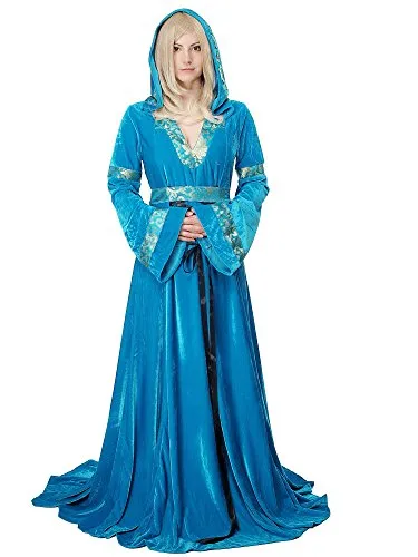 Dress Me Up - Costume da Donna, Elaborato e prezioso, Vestito Lungo, Elfo dei boschi, Medioevo, Fiabe, Cosplay, L067. Taglia: L, 50