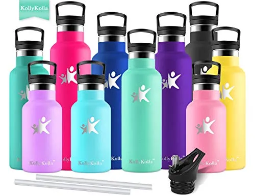 KollyKolla Bottiglia Termica per Acqua in Acciaio Inox, 500ml Senza BPA, Borraccia Sportiva Sottovuoto a Doppia Parete, Borracce Termiche per Bambini, Scuola, Ufficio, Sport, Palestra, Macaron Verde