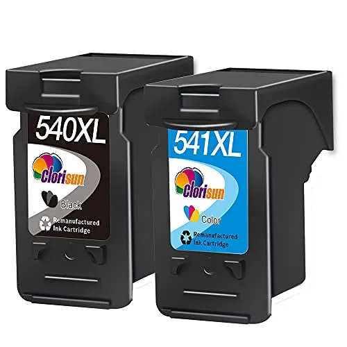 Clorisun PG540XL CL541XL Rigenerate Cartuccia d'inchiostro per Canon 540XL 541XL Nero Colore per Canon PIXMA TS5150 MG3650S MG3650 MG4250 MG3600 TS5151 MX475 MG3550 MG3250 MG3150 MX395 MX515 (2 Pezzi)