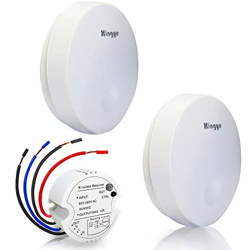 Interruttore luci wireless kit,senza batterie,senza strappi pareti,2 way interruttori on/off per ventilatori luci lampade,autoalimentato interruttori portata fino a 150 metri,già predefinita Paired