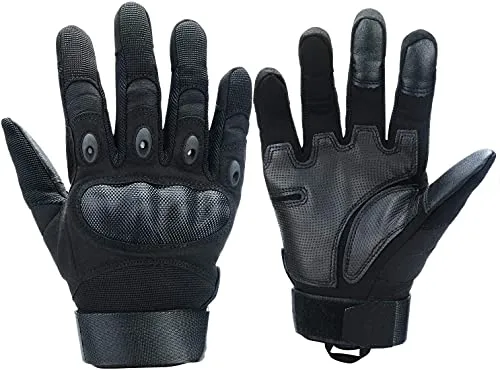 Xnuoyo Gomma dura Nocca Full Finger e Mezza Finger Gloves Guanti di protezione Touch Screen Guanti per Moto Ciclismo Caccia Arrampicata Camping (Nero, Medium)
