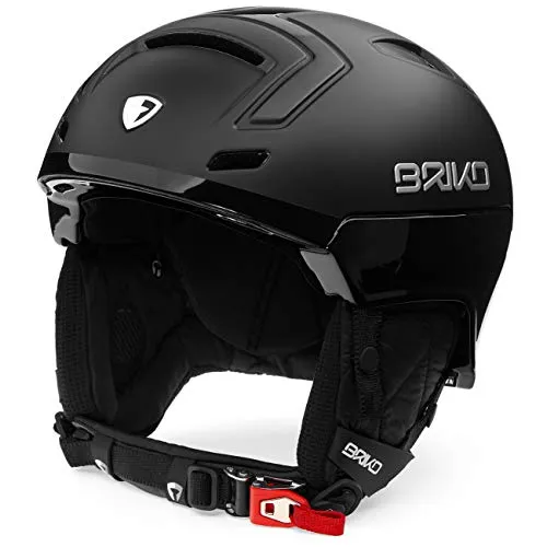 Briko Stromboli - Casco da sci, unisex, per adulti, nero opaco Shiny Black, ML