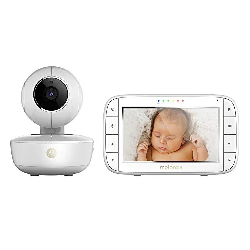 Motorola MBP 55, Video Baby Monitor portatile con display LCD a colori da 5,0 ", modalità eco e visione notturna, Stargrip incluso, Bianco