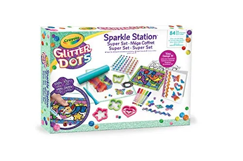 CRAYOLA Glitter Dots - Sparkle Station Super Set, per Creare Scintillanti Decorazioni con Il Glitter Modellabile, attività Creativa e Idea Regalo, 04-1085