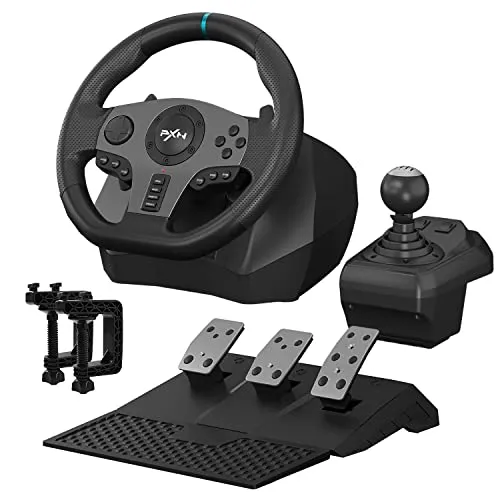 PXN V9 270/900° Racing Volante con leva del cambio manuale,pedali,Tool App, Feedback di Vibrazione levette del cambio per PC,PS4,PS3, Xbox One, Xbox Series, Switch