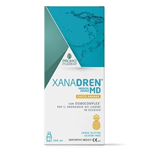 Xanadren MD - Integratore Alimentare, Dispositivo Medico - Betulla, pilosella, equiseto, ortica - Per drenare liquidi in eccesso e favorire i naturali processi di diuresi - Gusto ananas, 300 ml