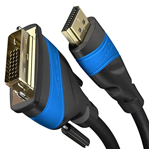 KabelDirekt – Cavo Adattatore HDMI-DVI – 2 m (bidirezionale, DVI-D 24+1/Cavo HDMI High Speed, 1080p/Full HD, Cavi Video Digitale, Collegamento di dispositivi HDMI a Monitor DVI o viceversa, Nero)