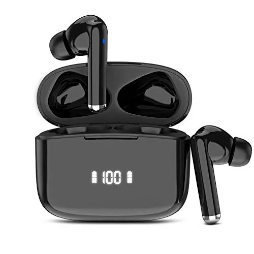 Cuffie Bluetooth, Auricolari Bluetooth Wireless Con Microfono Hi-Fi Stereo Bassi Profondi, 30 Ore di Tempo di Utilizzo, IP7 Impermeabile Cuffie Senza Fili con Display Digitale LED, Touch Controllo