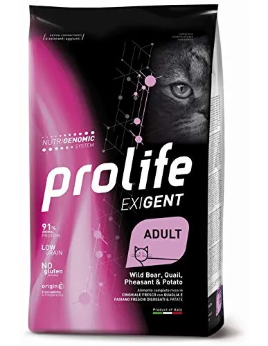PROLIFE Exigent Adult Cat Cinghiale, Pollo, Quaglia e Patate 1,5kg