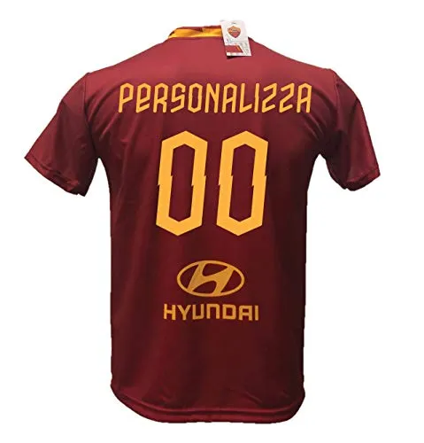 DND di D'Andolfo Ciro Maglia Calcio Roma Personalizzabile Replica autorizzata 2019-2020 Taglie da Bambino e Adulto. Personalizza con Il Tuo Nome o del Tuo Giocatore Preferito (L (Adulto))