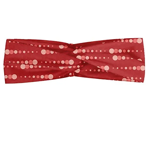 ABAKUHAUS Tribal Fascia per Capelli, Boho Moderna Polka Dots Art, Elastico e Morbido per Lo Sport e l'Uso Quotidiano per Donna, Scuro Coral Peach Salmon