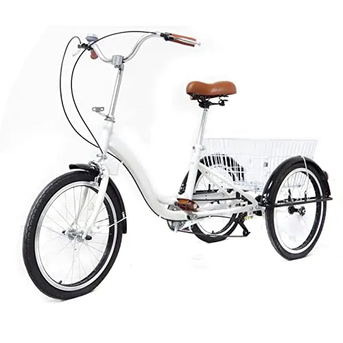 Ethedeal 24" triciclo per adulti con cestino della spesa,singola velocità 3 ruote bicicletta anziani triciciclo cruise bike, bici comfort per sport all'aria aperta shopping