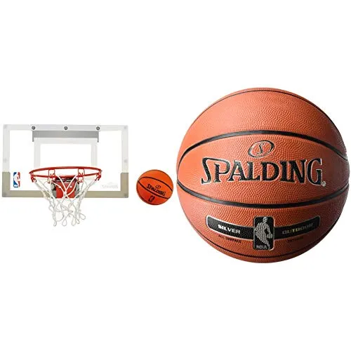 Spalding, Tabellone Per Canestro Nba Slam Jam Teams, Taglia Unica & Spalding Nba Silver, Pallone Da Basket, Misura 5, Colore: Arancione, Unisex Adulto, Basket., 3001592020015, Colore: Arancione., 5