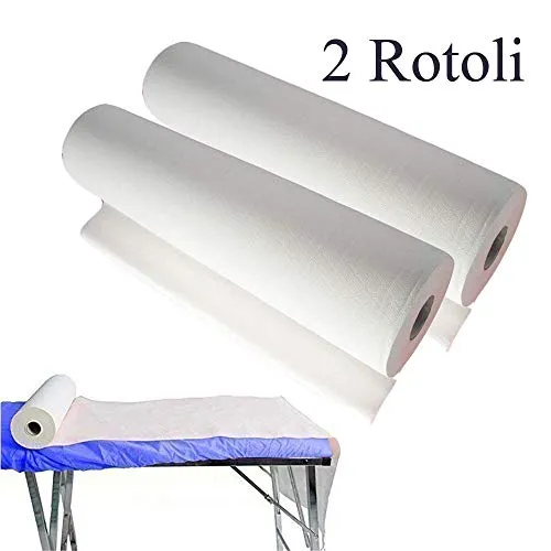 DOBO Lenzuolino Medico Lettino 60cm x 80m Rotoli di Carta Ro.ial 2 Veli Estetista Cera teli lettini centri medici studio medico apparecchiature mediche accessori benessere monouso (2)