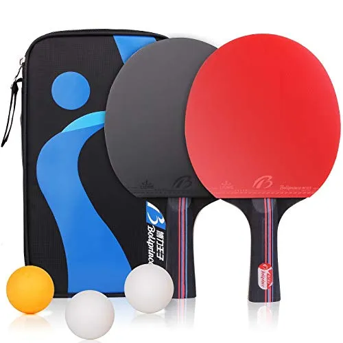 Racchette da Ping-Pong Set Pagaia da Ping Pong Racchette Tennis da Tavolo con Borsa Portatileper per Attività di Family Office , 2 Racchette e 3 Palline