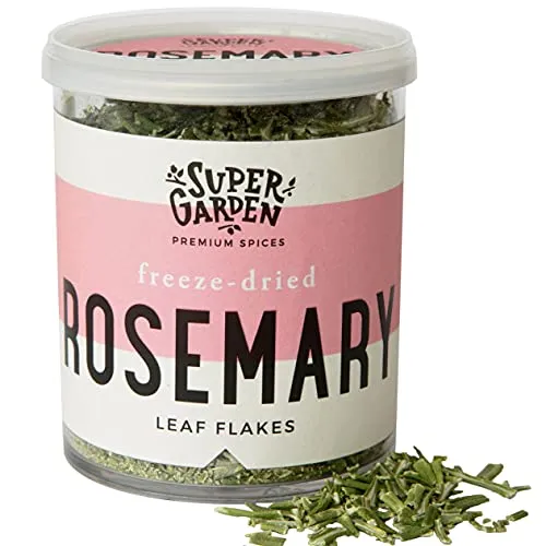 Super Garden Rosmarino liofilizzato - Herbes et épices de première qualité - 100% Pur et naturel - Convient aux végétaliens - Sans additifs artificiels ni conservateurs - Sans gluten - Sans OGM