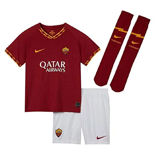 Nike A.S Roma 2019/20 Home Divisa da Calcio, Unisex Bimbi, Team Crimson/(University Gold) (Full Sponsor), S