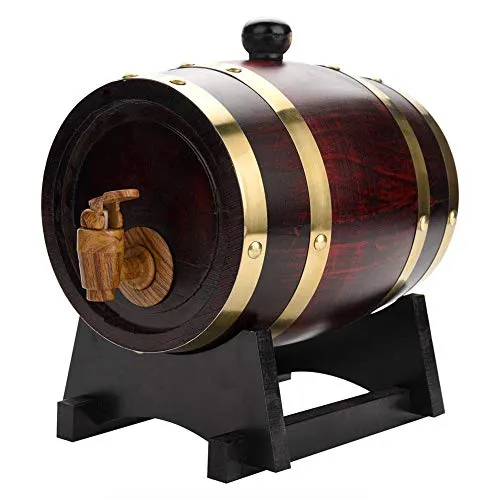 Vino Botte di Rovere, 1.5/3/5/10L Botte di Rovere per Vino Whisky Tequila, Dispenser a vino botte legno, a prova di perdite(1.5L)