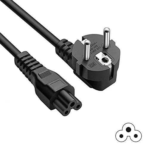 FSKE® Cavo di Alimentazione IEC 320 C5 per PC, Tripolare Trifoglio Mickey Mouse AC Cavo,10A 250V Schuko CEE7 a C5 Cavi per Caricabatterie Portatile, Scanner, Stampanti E Monitor TV LED, 1.5m